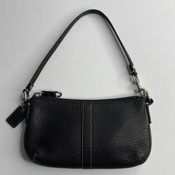 COACH Legacy Black Pebble Leather Wristlet - Picture 2 of 7